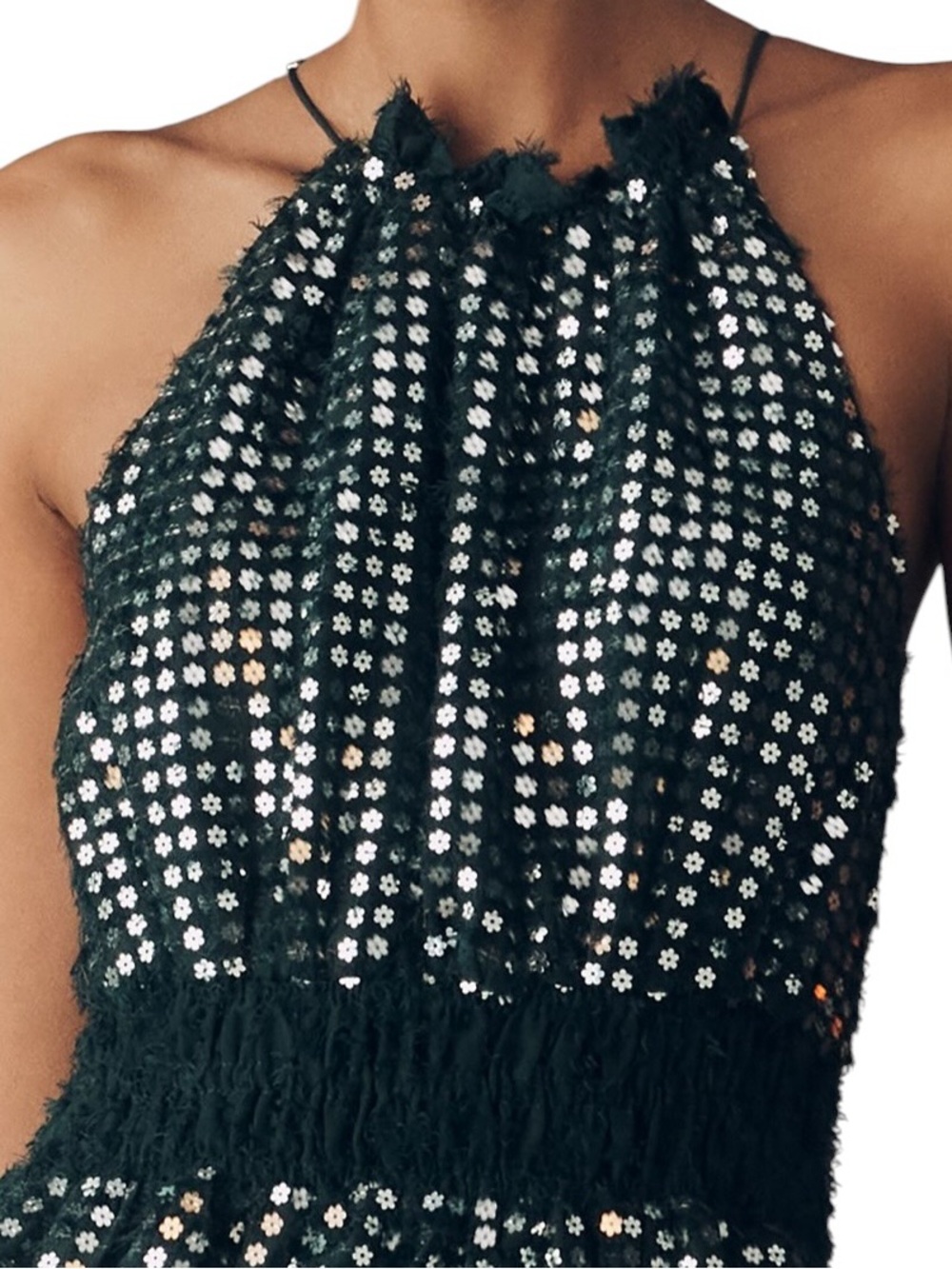 ANTHROPOLOGIE x SOMERSET Shine Mini Halter Cocktail Party Dress Dark Green L - Picture 4 of 5
